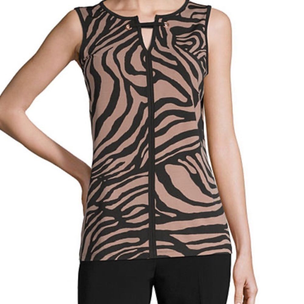 Liz Claiborne Split Crew Neck Sleeveless Blouse